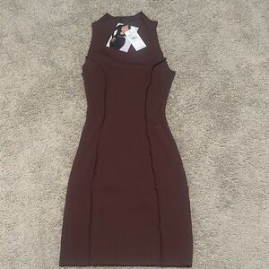 Naked Wardrobe chocolate Midi Bodycon Dress